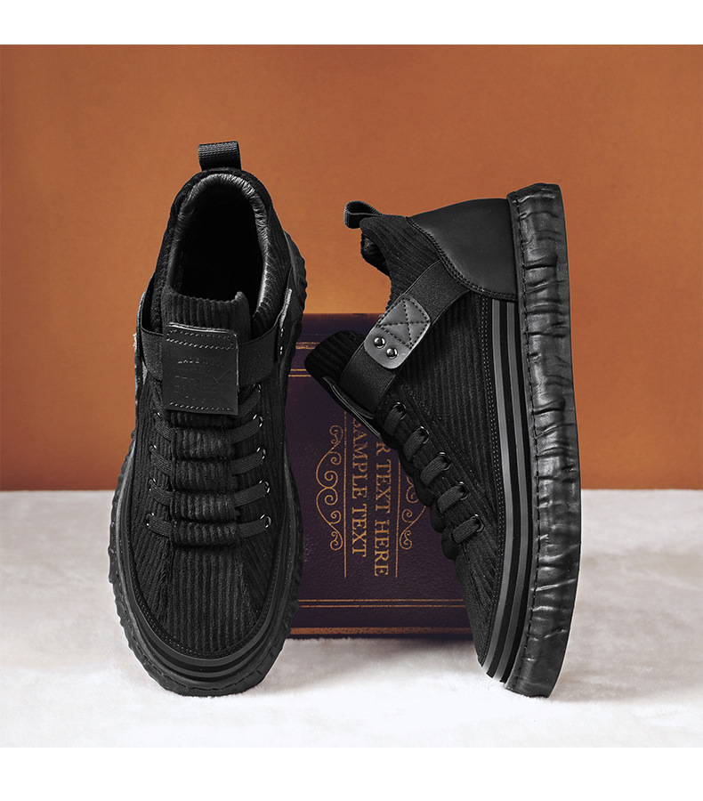 Zimska žametna topla bombažna moška oblačila Zhongbang Corduroy, priložnostna ravna drsalka, mladinski modni čevlji_voghion.com