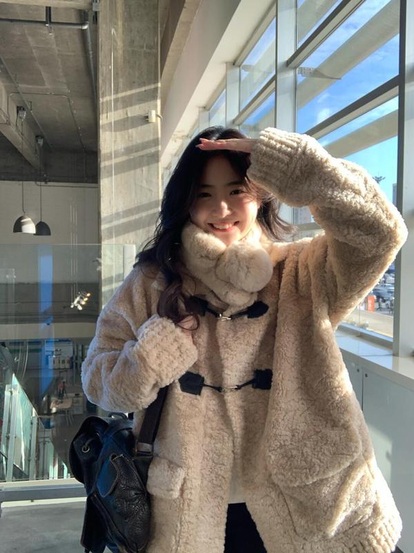 韩系翻领甜美温柔奶fufu羊羔毛外套女皮毛一体毛绒绒大衣秋冬加厚|undefined