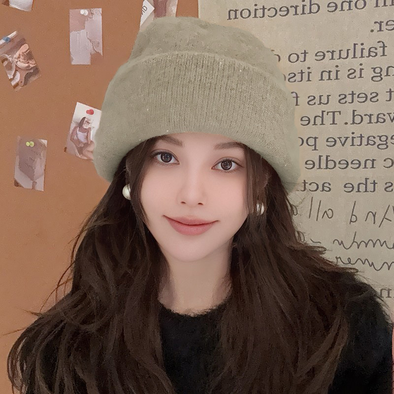 秋冬慵懒风亮片加厚堆堆帽韩系防风保暖套头帽休闲百搭显脸小冷帽|undefined