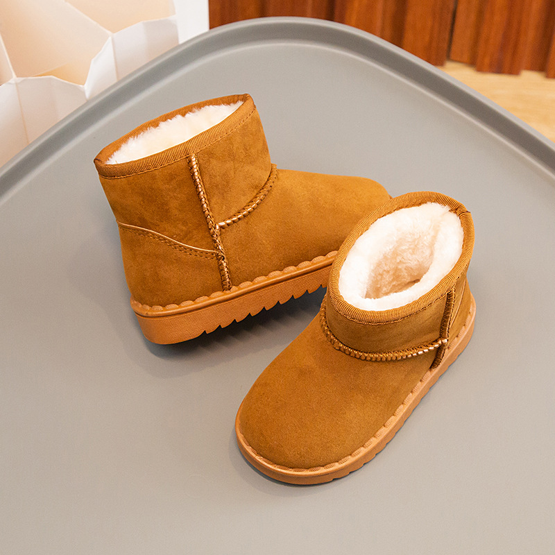 Bottes de neige pour enfants, garçons et filles, nouvel ensemble de bottes courtes, chaussures en daim et coton, isolation en peluche, hiver 2023_voghion.com