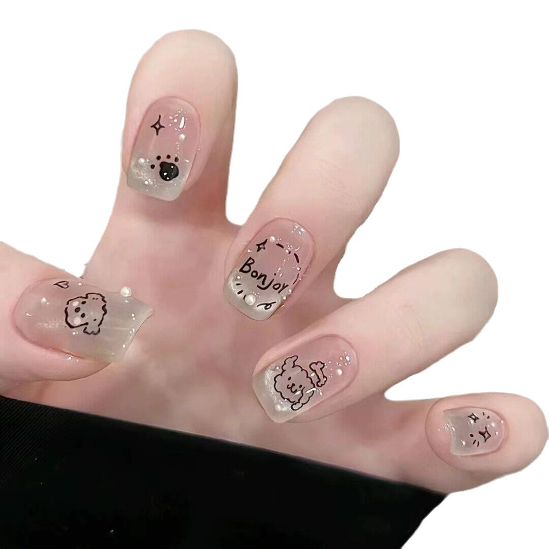 10 piezas prefabricadas de ojos de gato para usar uñas graffiti lindas perros uñas productos terminados desmontables pegatinas falsas al por mayor