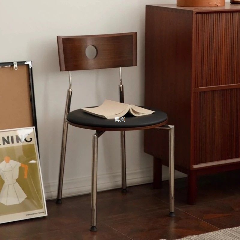 Mid-Century Dining Chair Nordic Internet Celebrity Beg Designer Simple High-End French Retro Solid Wood Dining Table and Chairs