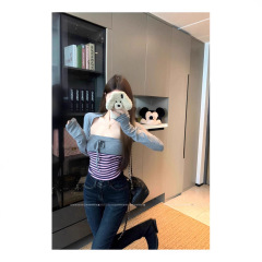 【工厂现货】韩系套装女秋季长袖开衫上衣显瘦无袖抹胸上衣两件套