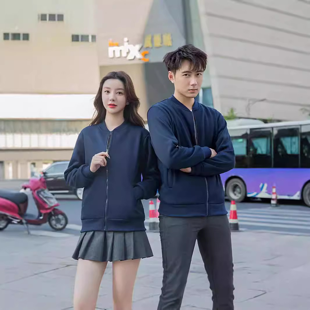 Stand Collar Zipper Cardigan Sweatshirt Plus Velvet Baseball Uniform Advertising Shirt Sweatshirt Group Workwear Sweatshirt Jacket with Printed Picture