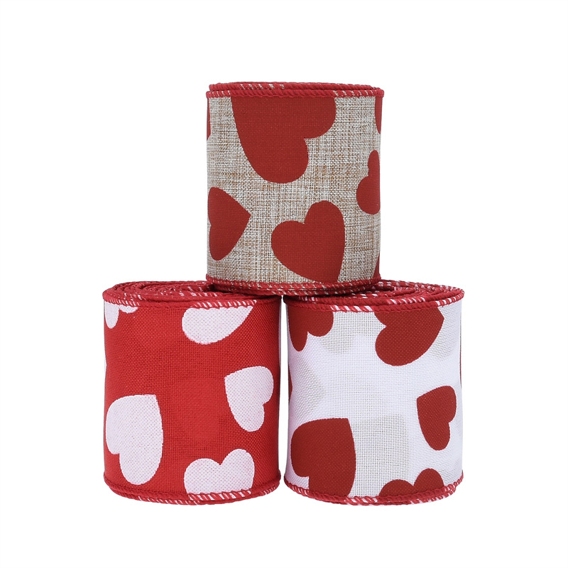 63mm Amazon transfronteriza nuevo Día de San Valentín amor cinta de lino artificial escena diseño Garland cinta decorativa 5Y