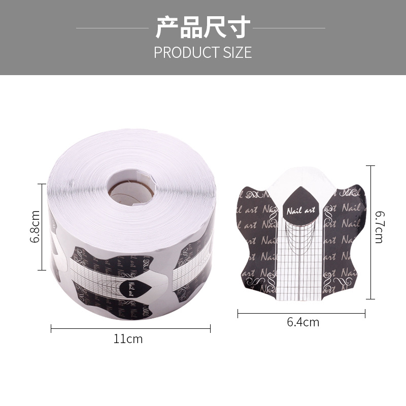 Nuevo soporte de papel de extensión transfronteriza de uñas fototerapia francesa de cristal de extensión de uñas herramientas de soporte de dedos cometa negra 500 piezas