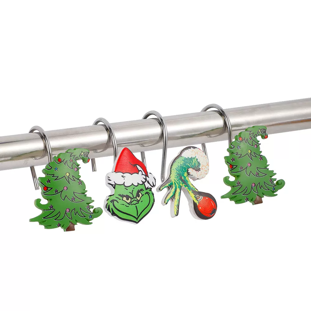 厂家直卖精制圣诞节日浴帘挂钩 窗帘钩浴帘环浴帘配件浴帘钩浴钩