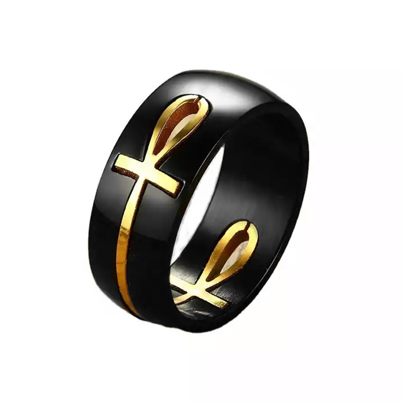 Cross Pattern Men'S Gender Plating, Hollow Out Design Casual Simple Style Cross Stainless Steel Plating Hollow Out Rings