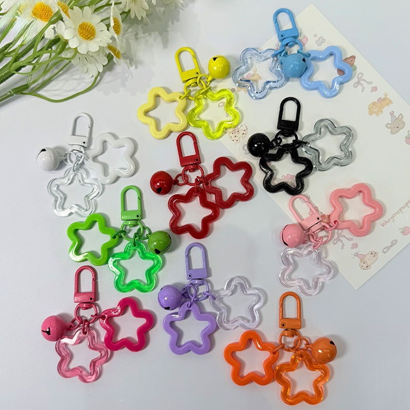 Hollow Five-Pointed Star Keychain Pendant Acrylic Star Earphone Case AirPods Charm Creative Bag Accessory Hollow Five-Pointed Star Keychain Pendant Acrylic Star Earphone Case AirPods Charm Creative Bag Accessory