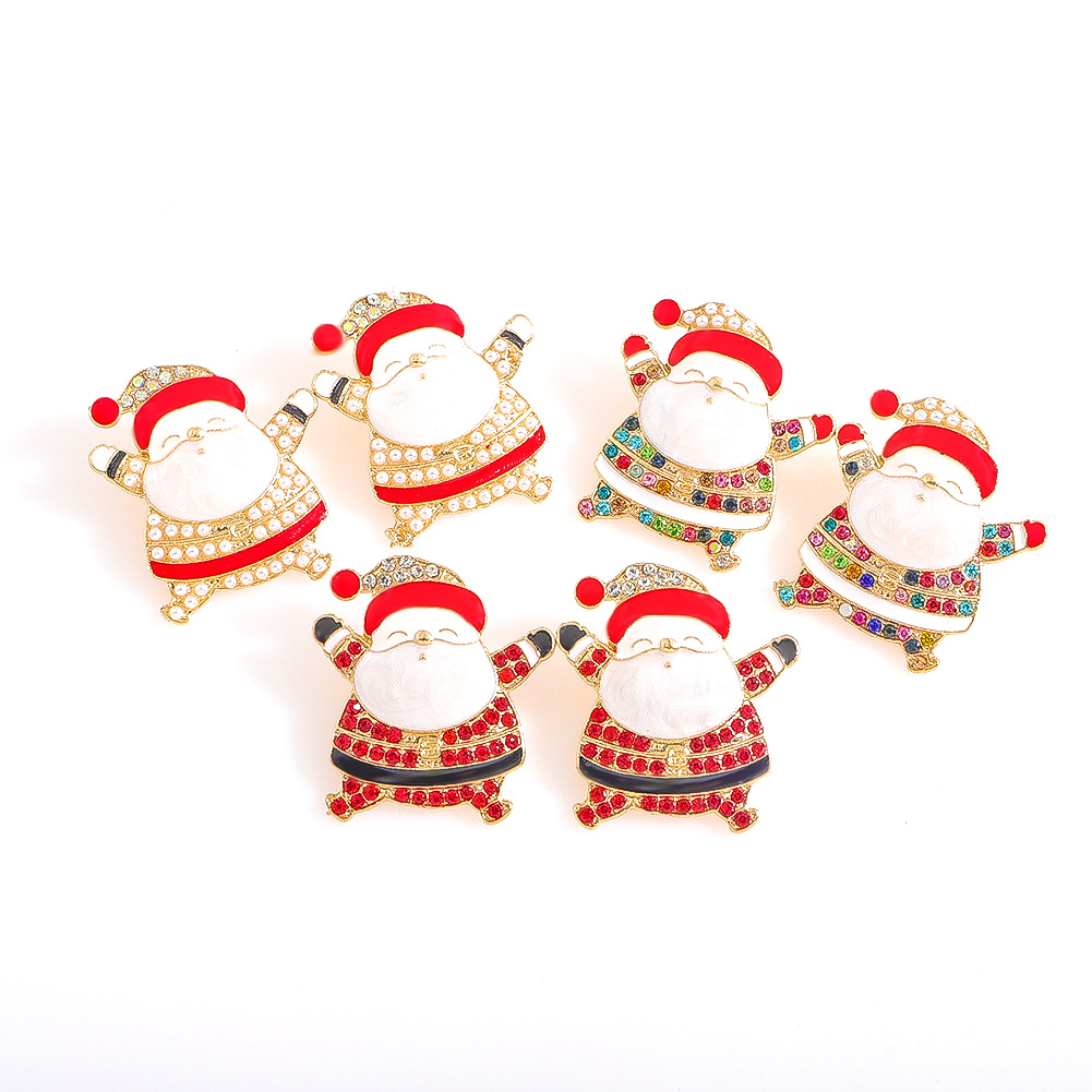 Cute Santa Claus Alloy Inlay Rhinestones Women's Earrings 1 Pair display picture 4