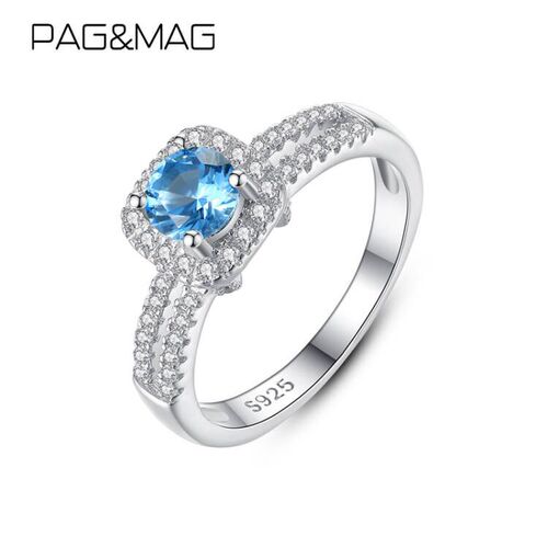 PAG&MAG Topaz Ring Women's S925 Silver Jewelry Aquamarine European and American Light Luxury Personalized Fashion Jewelry Factory