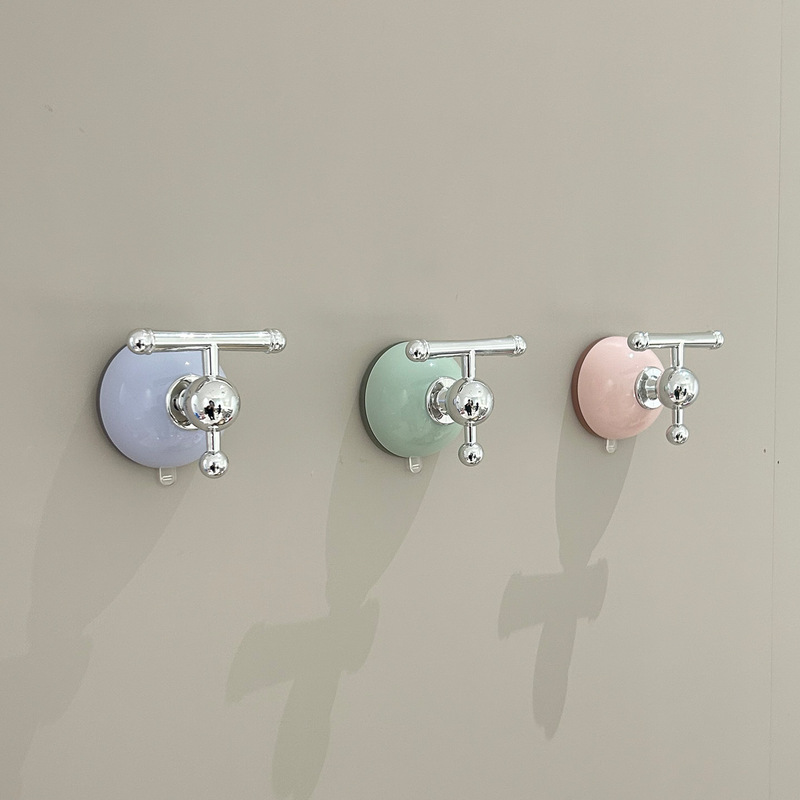 Macaron Suction Cup Hook Sticky Hook No Punching No Trace Strong Load-Bearing Clothes Hook Multi-Functional Household Hanger Handle