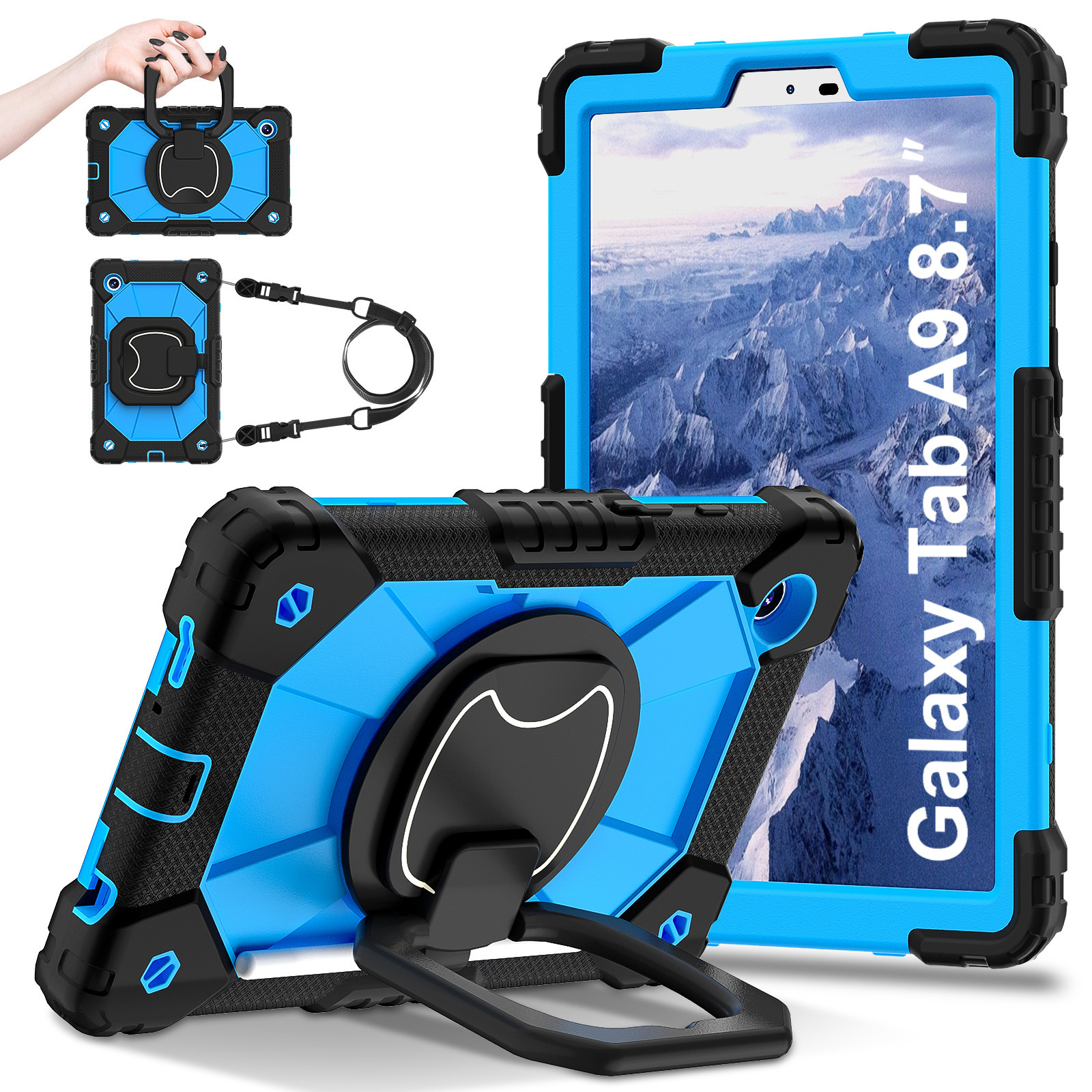 Suitable for Samsung A9 8.7inch Silicone Tablet Case X115N Rotating Stand Outdoor A7Lite T220 Protective Case