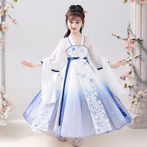 Girls hanfu pupils summer Chinese dress in the spring and autumn wind children&apos;s wear national costume children dress costumes