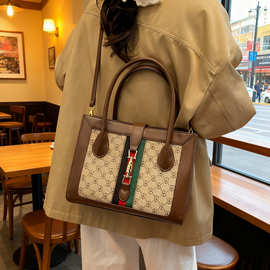 包包女跨境新款经典老花手提包女单肩斜挎包包百搭购物袋托特女包