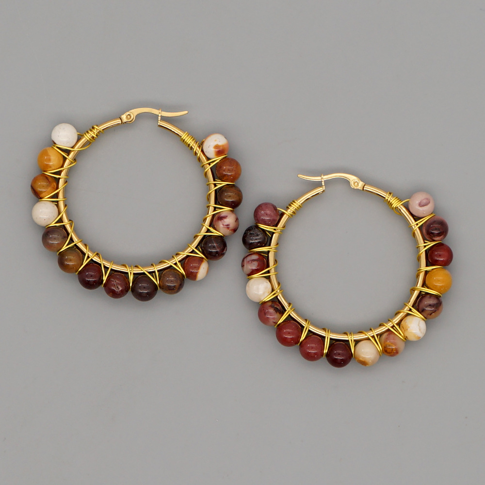 simple exaggerated ethnic gem large hoop earringspicture1
