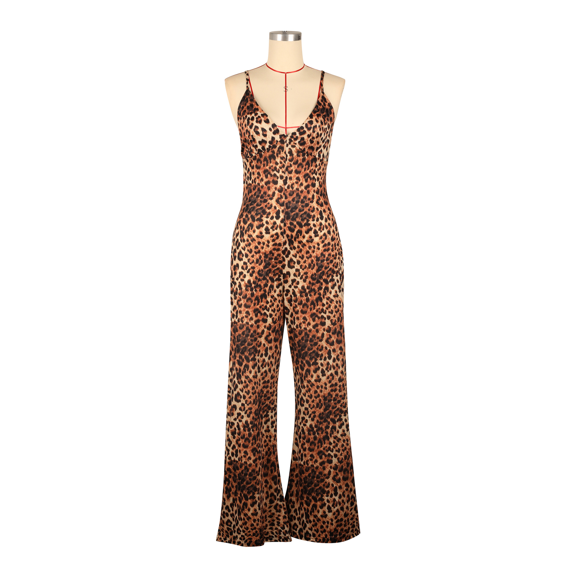 Women Clothing Leopard Print Jumpsuit Sling Micro Pull Sleeveless Jumpsuit Summer