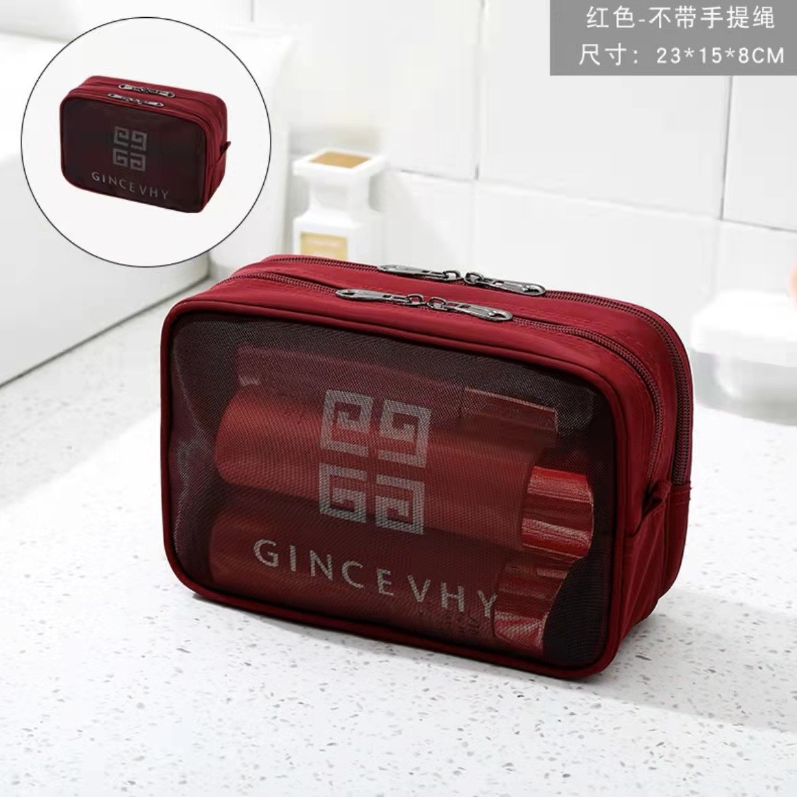 Los fabricantes suministran multi-capa multifuncional viaje transparente bolsa de cosméticos bolsa de almacenamiento transparente doble cremallera clasificación bolsa de lavado