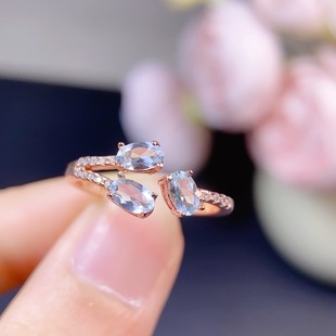 ��Ȼ���{����ָ���w�Ƀ���ʯ3*5mmֵȦ��� ����ָ����s925�y�Ƕ