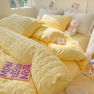 Seersucker Girls' Duvet Cover Single Piece Duvet Cover Four-Piece Princess Ins Student Three-Piece Set 4