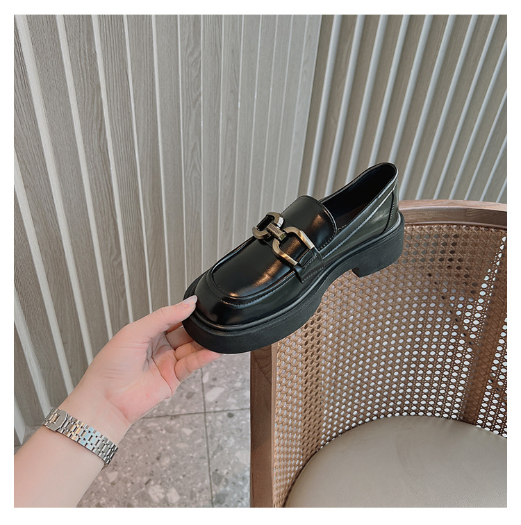 Pferdetitel Schnalle Dicke Sohle Lefu Schuhe Damen Retro Vielseitige kleine Lederschuhe Neuer britischer Stil JK Einzelschuhe_voghion.com
