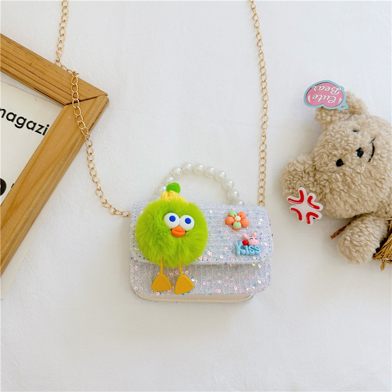 Nuevo estilo occidental de los niños bolsa de estilo de dibujos animados de las muchachas bolsa de mensajero estilo coreano perla bolso niñas monedero