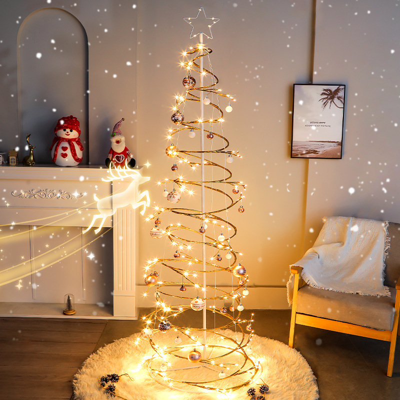 Árbol de Navidad 2025 nuevo estilo doméstico interior viento plegable retráctil decoración navideña luz LED tienda decoración de escena