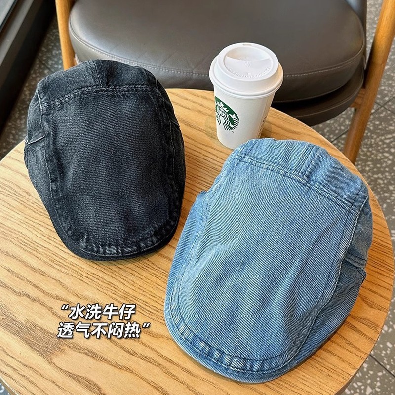 日系カウボーイ前進帽女水洗いレトロ百合四季ファッション画家帽文芸鴨舌報童帽男|undefined