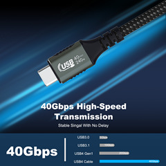PD240W Fast Charging Cable, Type-C to Type-C Port, Dual-Head Compatible with USB4 & Thunderbolt 4, Chip-Powered, C Male to C Male