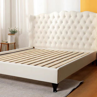 French Entry Luxury Princess Bed Leather Art Bed Wash-Free Technology Cloth Bed Modern Simple Cream Style Soft Bag Leather Bed with Buckle
