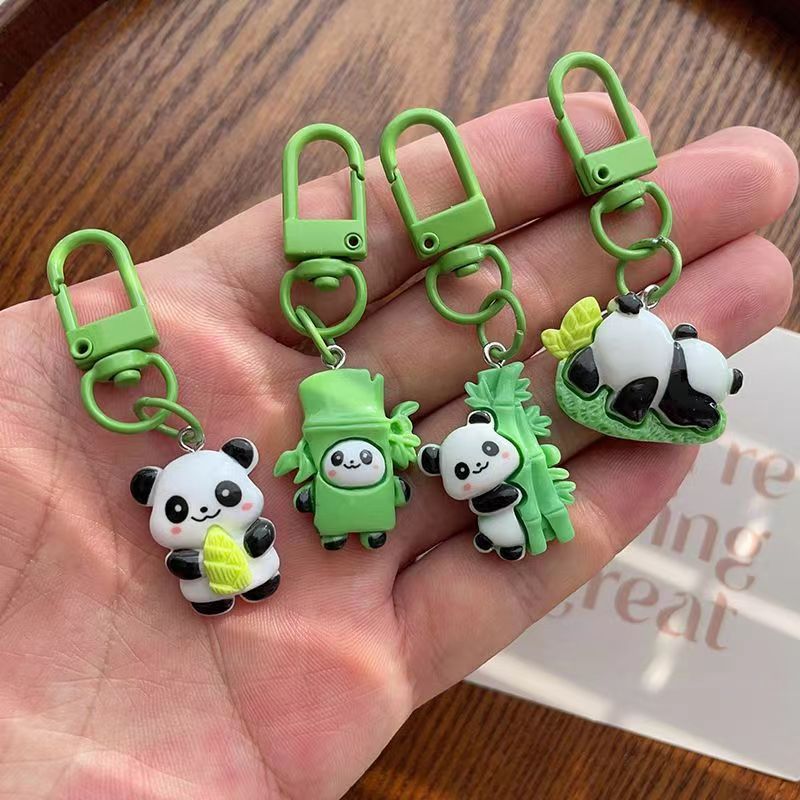 Caricatura panda bambú llavero auriculares accesorios colgantes accesorios para niñas DIY pareja amigos pequeños regalos