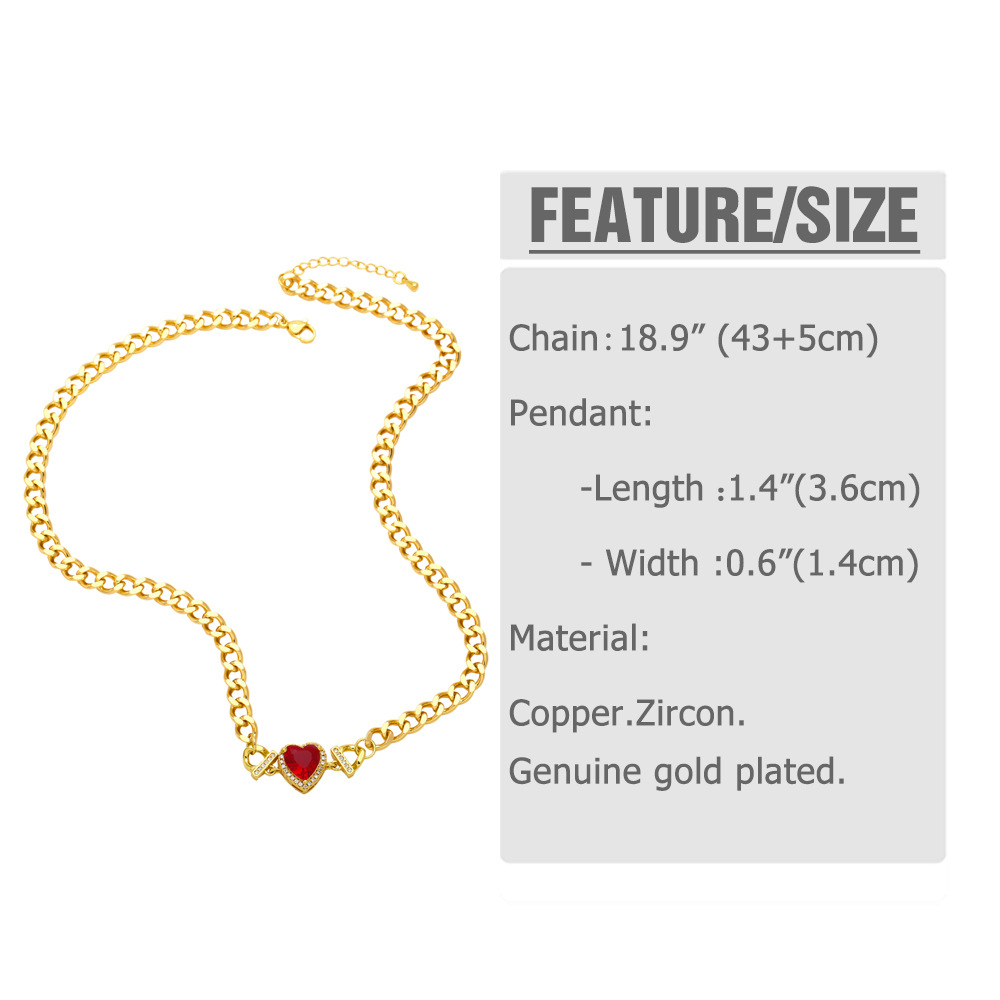 Retro Heart Shape Copper Inlay Zircon 1 Piece