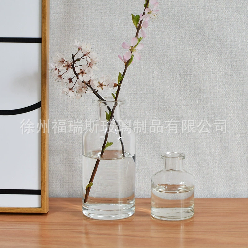 Ваза в скандинавском стиле с широким горлом, свежая и простая композиция для стола, для гостиной, прикроватная маленькая прозрачная стеклянная ваза, в скандинавском стиле.