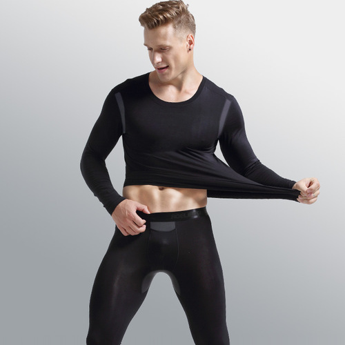 Thermal underwear set, round neck, men's thermal cotton sweater, youth autumn pants, thin bottoming autumn clothes, spring, autumn and winter