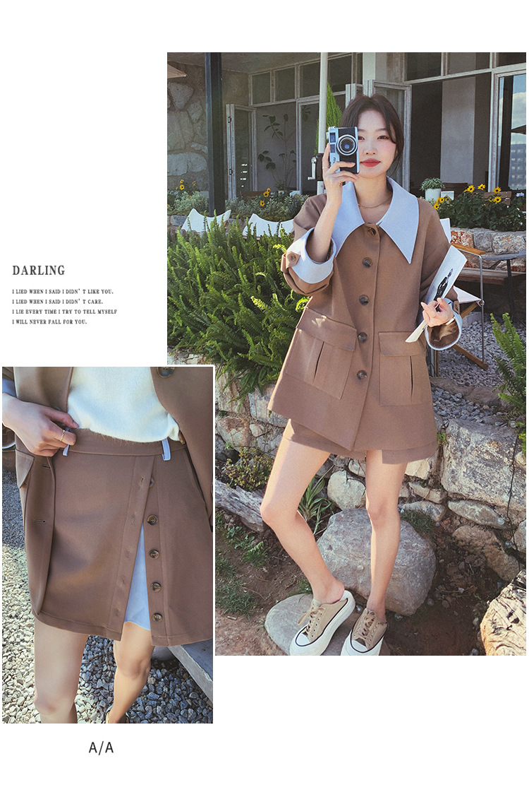 Completo donna blazer e gonna con revers e colore a contrasto due pezzi_voghion.com