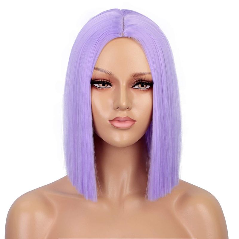 クロスボーダーアマゾンホリデーウィッグアニメカラフルなボボヘッドコスショートヘアマルチカラーフラット前髪ショートストレートヘアヘッドギア|undefined