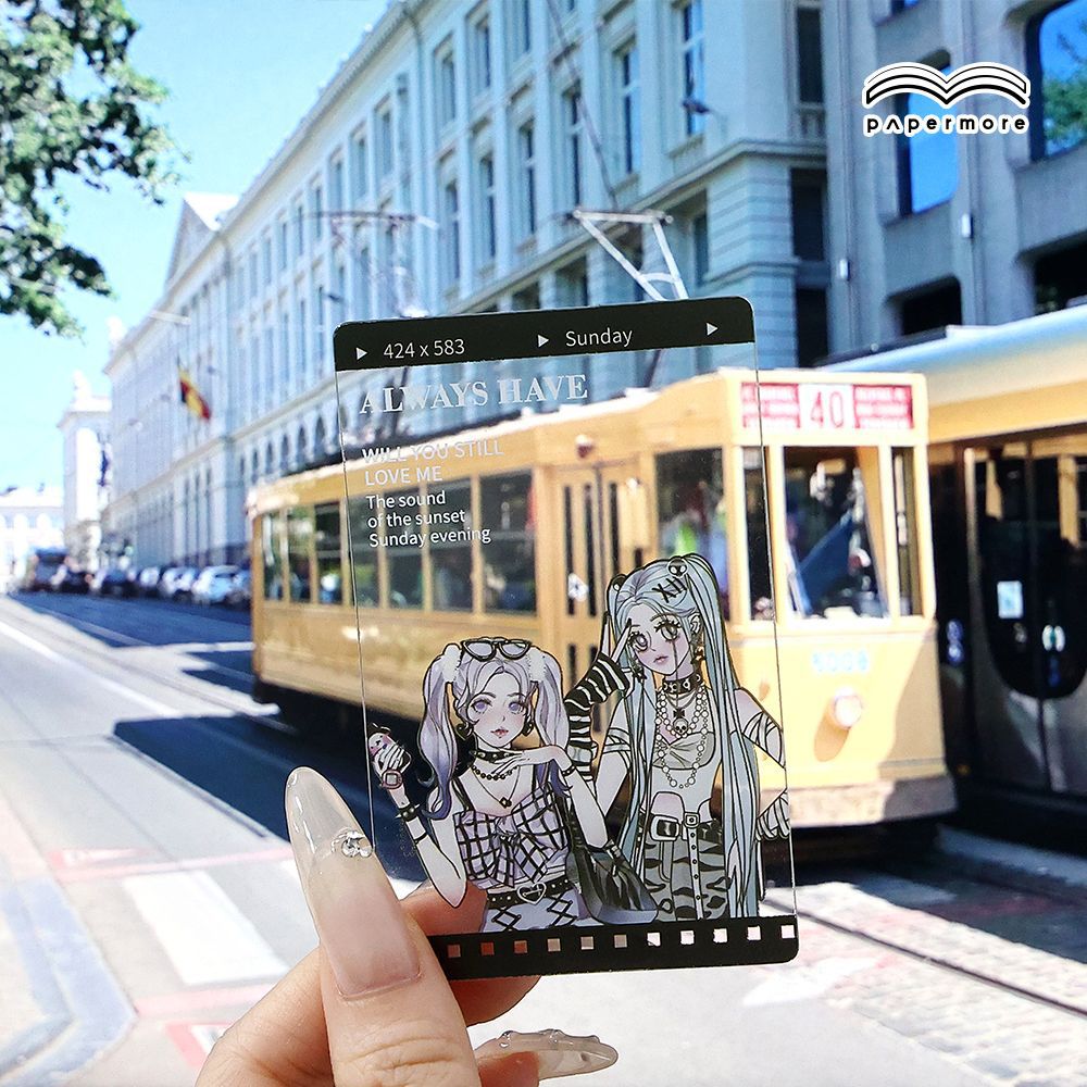 PaperMore encantadora animación chica PVC tarjeta feliz tarjeta serie de tarjetas de fondo de cuentas de mano collage de tarjetas