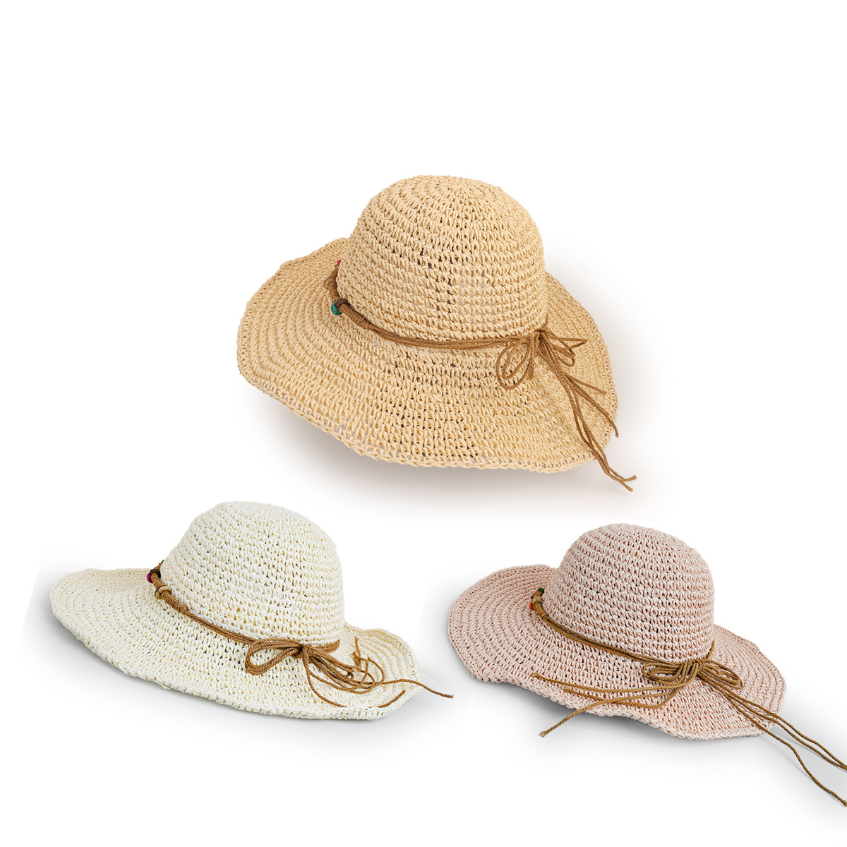 Korean Style Sunscreen Button Woven Big Brim Breathable Straw Hat display picture 15