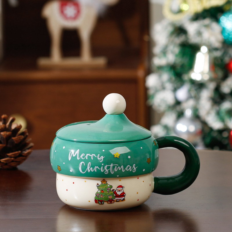 国境を越えたサンタクロース模様のアニメ陶磁器カップお土産マグカップクリスマスプレゼントかわいい祝日カップ|undefined