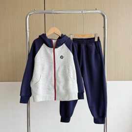 25917E 2025秋新款男女童套装连帽卫衣休闲卫裤百搭休闲运动宽松