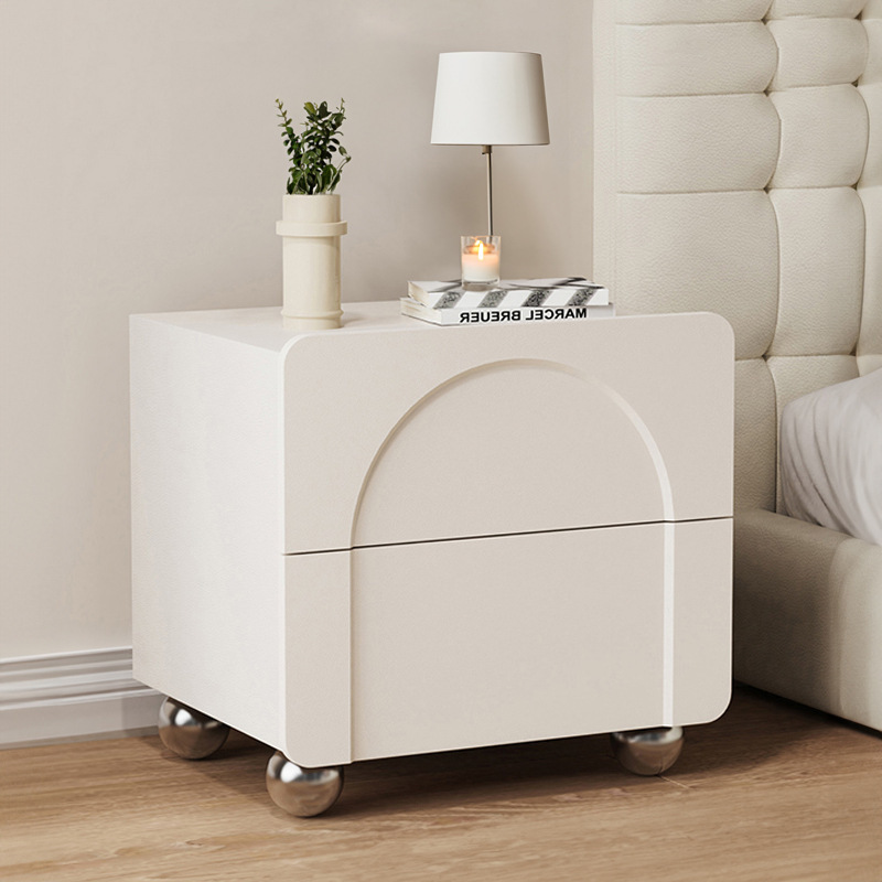 Mesita de noche de estilo crema Dormitorio doméstico Madera maciza Pequeña celebridad neta Casilla de almacenamiento de cabecera moderna simple creativa Armario de almacenamiento