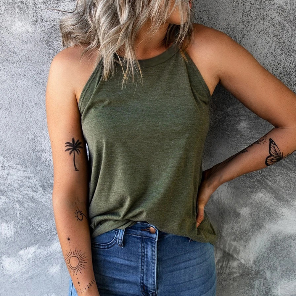 summer hot sale solid color halter sexy tops NSKL53219