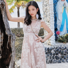 波西米亚泰国无袖连衣裙海边度假拖地长裙显瘦沙滩裙女夏XW044