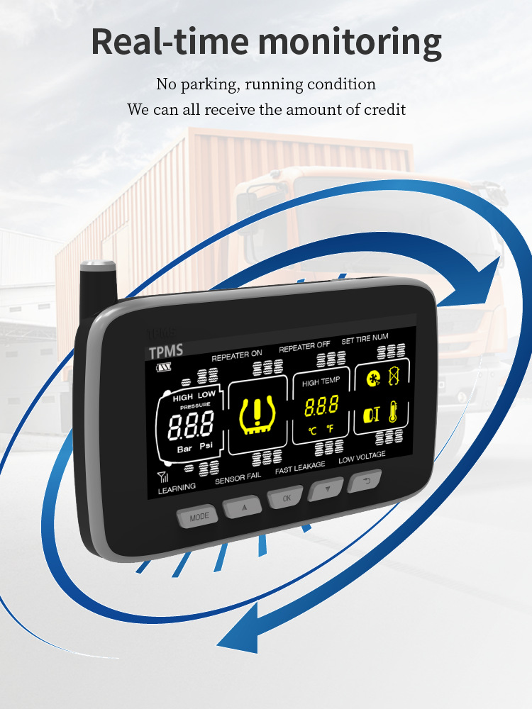 Truck and Mining Vehicle Tire Pressure Monitoring Instrument Tpms Universal Built-In and External Pressure Sensor Tire Pressure Detection System