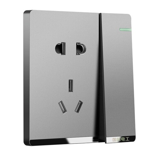 International electrician switch socket type 86 household gray one open 5 five-hole USB porous wall concealed panel batch