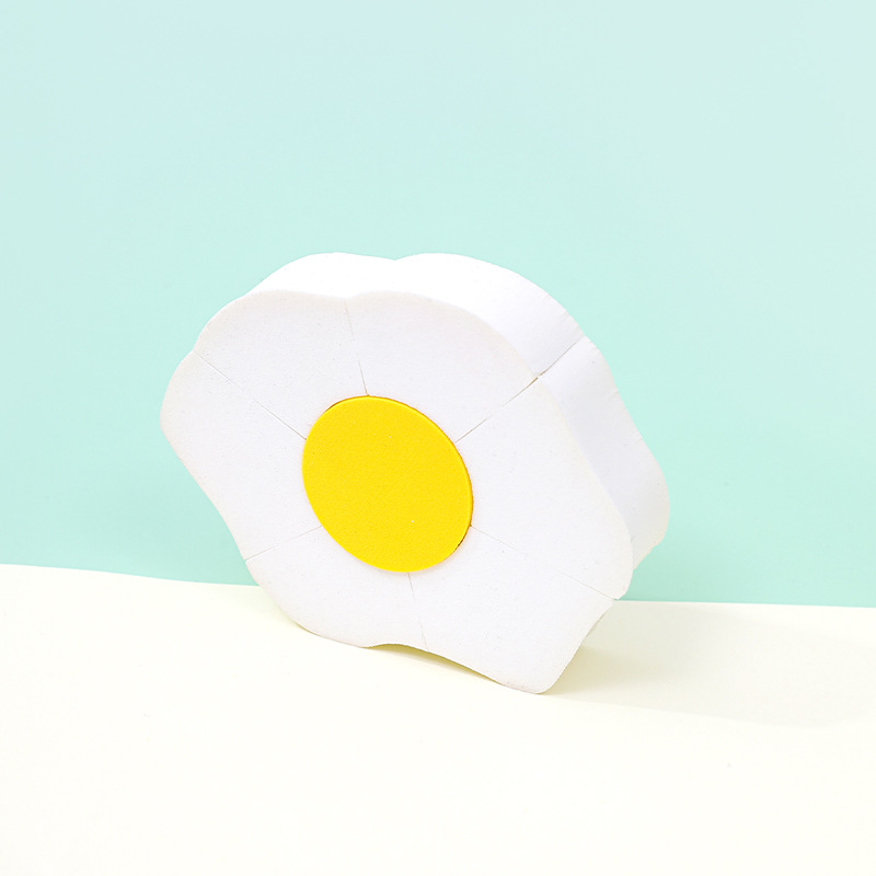 Huevo frito personalizado de fábrica, huevo escalfado de soplo grande plano, esponja de maquillaje sin látex, cojín de aire, huevo de belleza, venta al por mayor transfronteriza