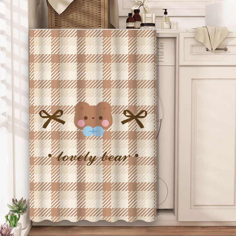 Ins-Style Maillard Balcony Roller Blind Cartoon Half Curtain, No-Drill Indoor Dustproof Sliding Toilet Cover-Up