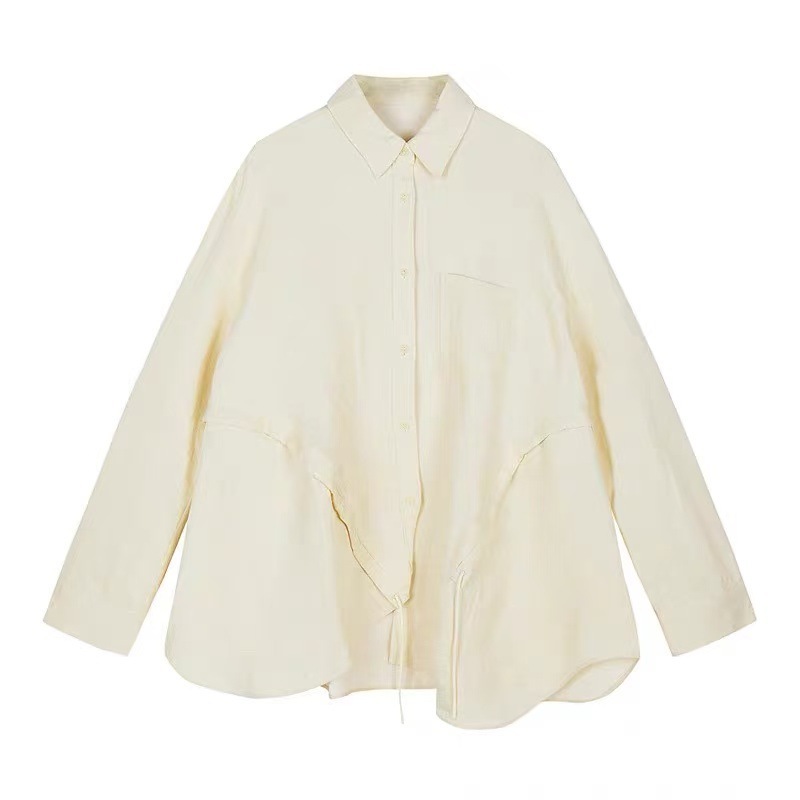 【商场同款】江*25早秋新品汉麻衬衫女宽松抽绳长袖上衣|undefined