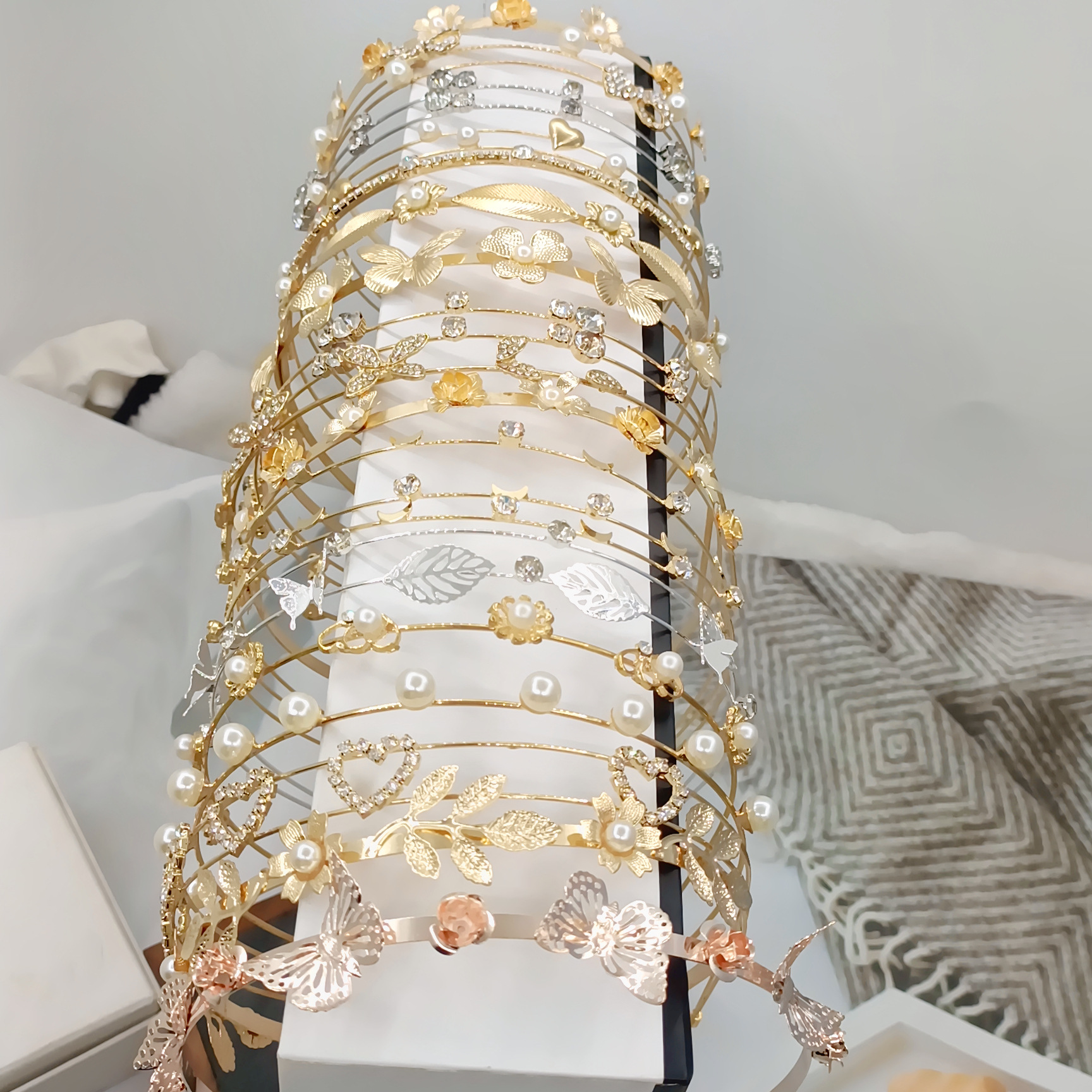 Cerchietto farfalla strass retro fiore metallo accessorio capelli_voghion.com