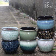 仿柴烧多肉植物花盆素烧粗陶法师盆景陶罐多肉摆件景观紫砂花盆